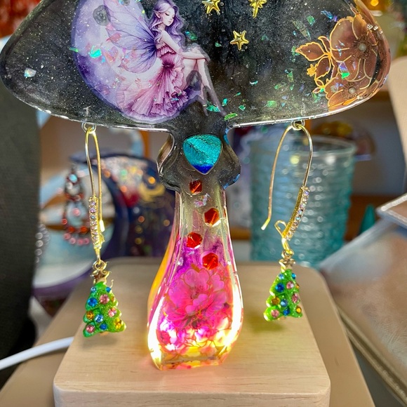 Betsey Johnson Festive Green Tree Earrings - Picture 3 of 4